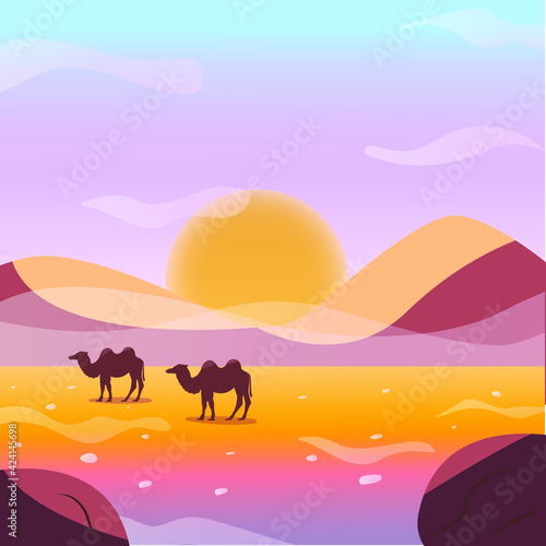 sunset in desert