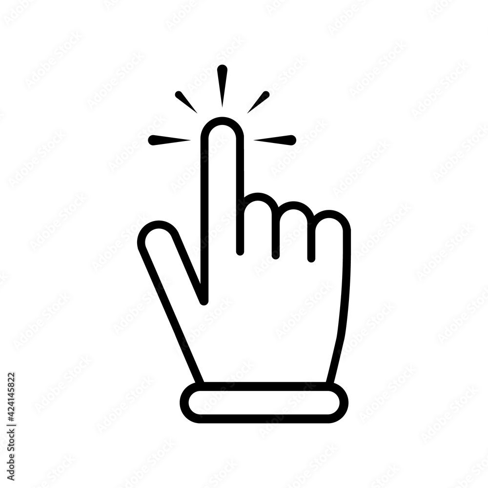 Obraz premium Pointer cursor сomputer mouse icon. Pointing hand. Click cursor. Vector illustration.