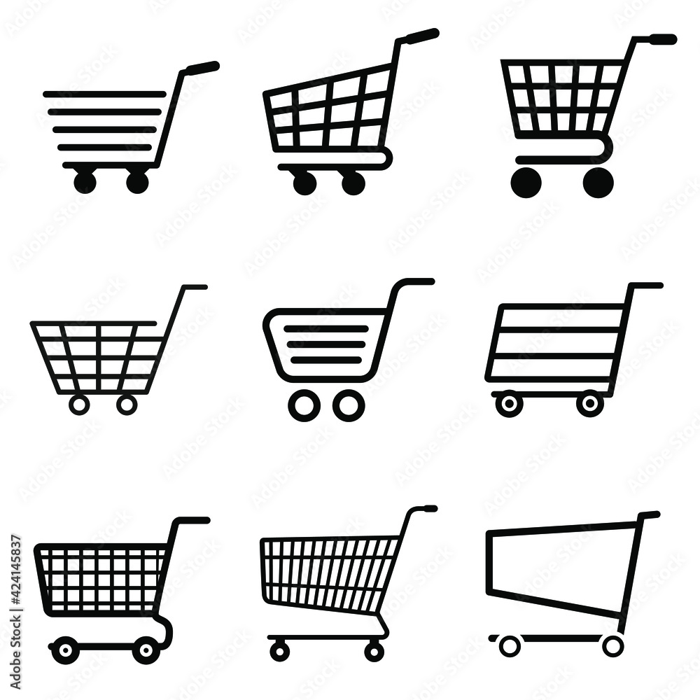 Basket icon vector set. shopping cart illustration sign collection. supermarket symbol or logo.