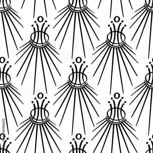 Modern pattern design in new age tattoo style. Creative scred print for textile or wall paper. Black and white.