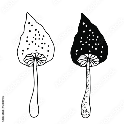 Psychedelic mushrooms clip art for printing design.