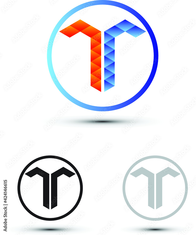 T letter logo design template in circle outline T letter logo design template in circle outline