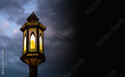 Eid al fitr and Ramadan concept with traditional arab lamp. photo