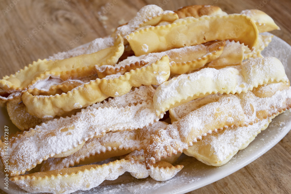 traditional carnival sweet called chiacchiere traditional carnival sweet called chiacchiere