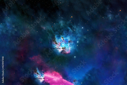 Fototapeta Naklejka Na Ścianę i Meble -  Beautiful colored galaxy on a dark background. Elements of this image were furnished by NASA.