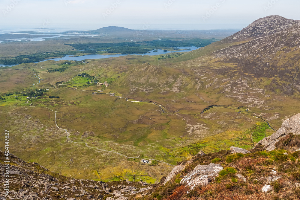 Fototapeta premium Mountain landscape with sky Ireland's Connemara National Park