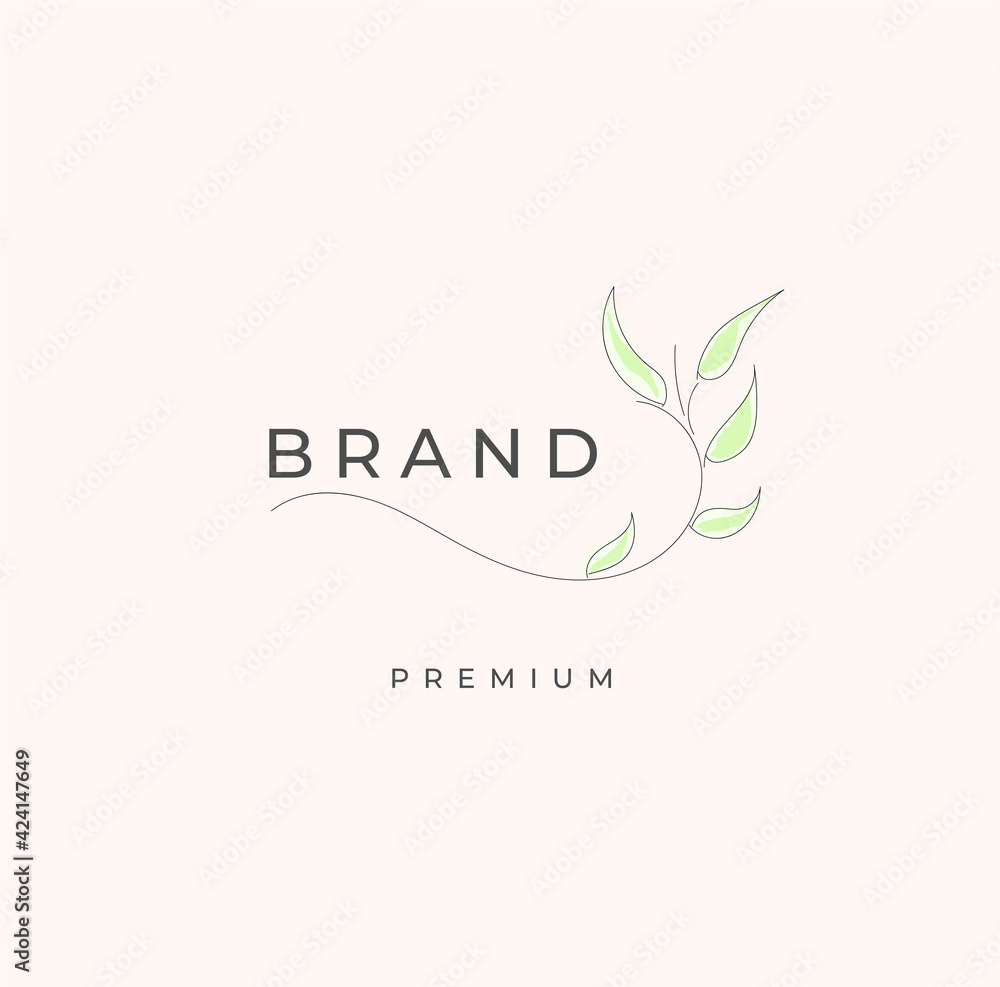 minimalist leaf logo, modern, simple and elegant  leaf logo, usable for brand, fashion, business logos, flat design logo template, vector illustration