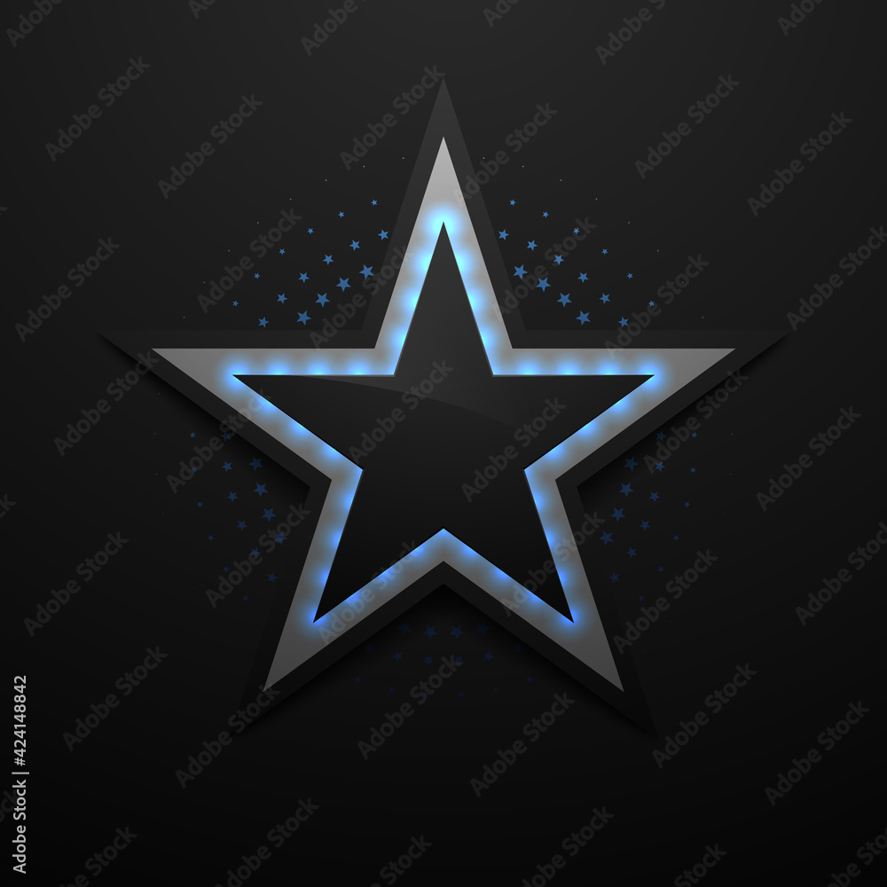 Obraz premium Black star shape with blue light effect