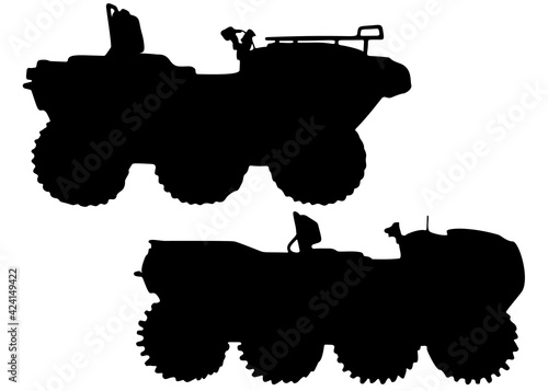 Military all-terrain vehicles in a set. Vector image.