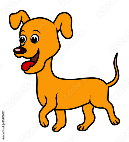 Street dog walking cartoon illustration