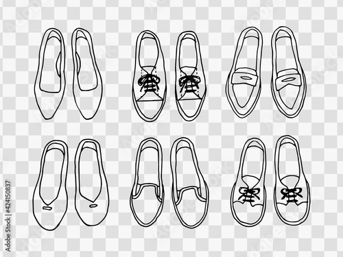 手描き風の靴イラスト　線のみ