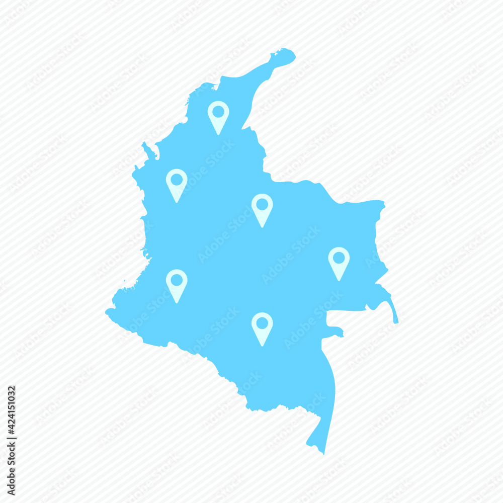 Colombia Simple Map With Map Icons
