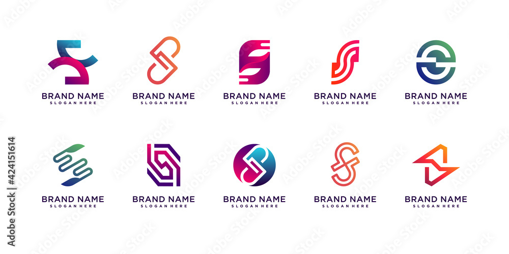 Set of letter S logo collection with creative color and unique concept Premium Vector