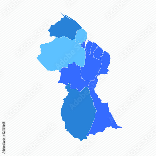 Guyana Detailed Map With States