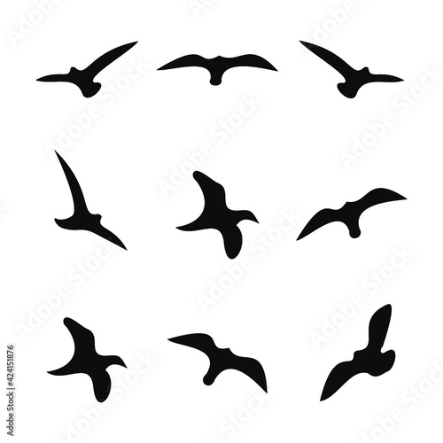 Flying Bird Silhouette Icons Set © Vectoro