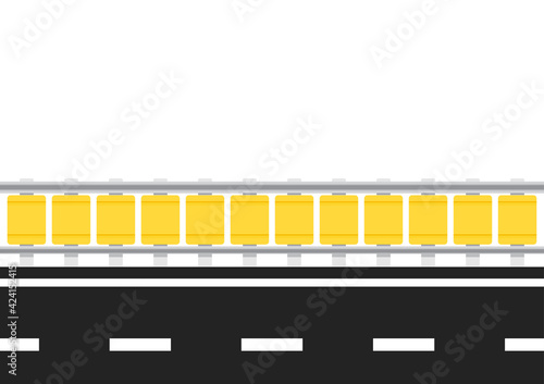 Fence road vector. Roadside vector. free space for text. wallpaper.