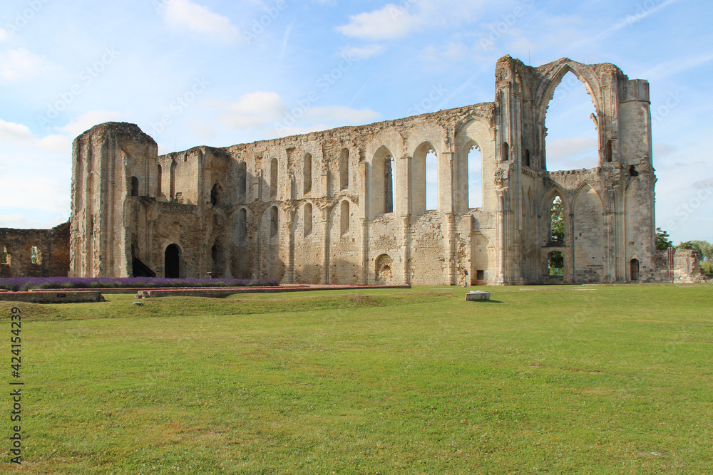 ruins of the saint-pierre cathedral at the maillezais abbey in france
