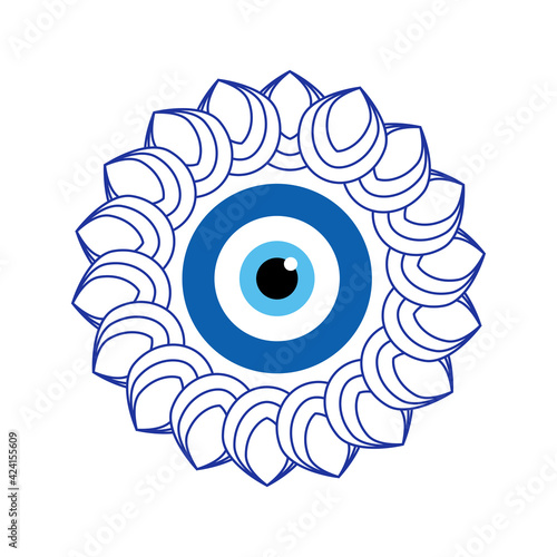 Greek evil eye, symbol of protection. Glass Turkish eye Nazar Boncugu. Amulet, talisman from the evil eye