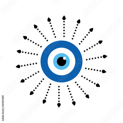 Greek evil eye, symbol of protection. Glass Turkish eye Nazar Boncugu. Amulet, talisman from the evil eye