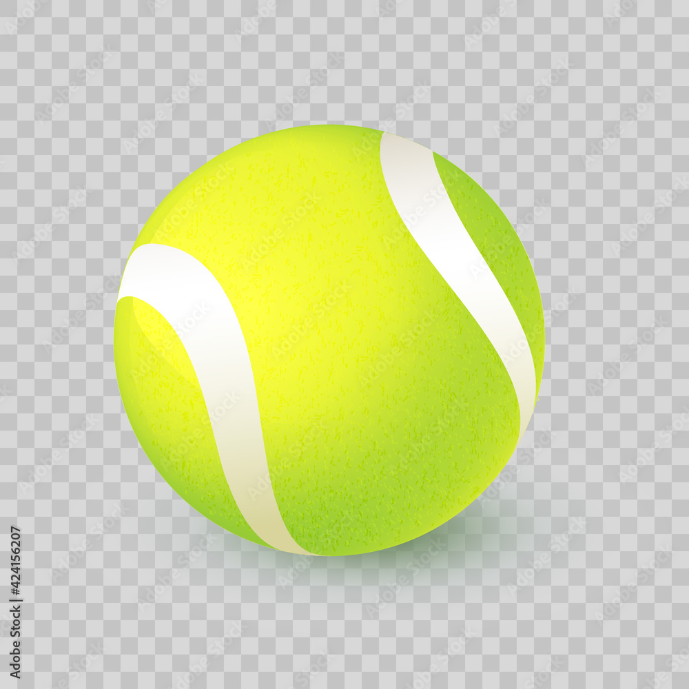Vector realistic tennis ball closeup isolated on transparent background.  Sport competition symbol. One big green tennis ball with texture and  shadow. Vector illustration for your design EPS10 Stock Vector | Adobe Stock