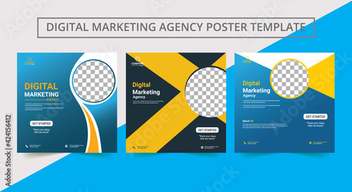 Social media template business agency for digital marketing. Creative business marketing banner, poster, flyer.