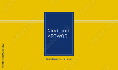Abstract vector design. Yellow background and contrast blue place for text or message. Minimal card, flyer or web page.