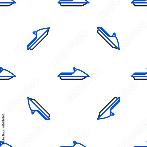 Line Jet ski icon isolated seamless pattern on white background. Water scooter. Extreme sport. Colorful outline concept. Vector