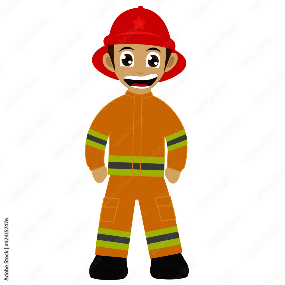 Happy Firefighter Mascot That Can Be Used For Your Projects