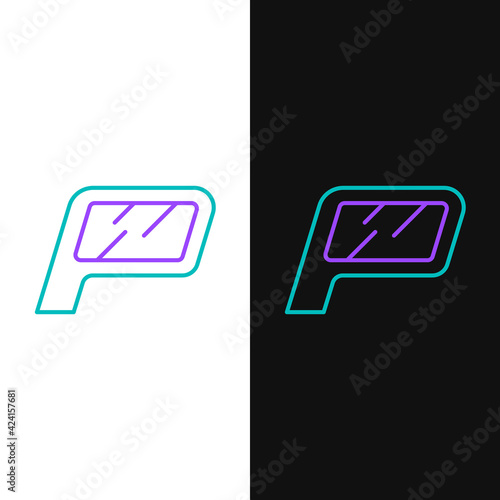 Line Car mirror icon isolated on white and black background. Colorful outline concept. Vector