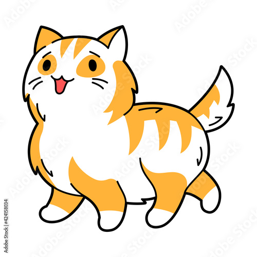 Illustration of cute kawaii cat. Cartoon character.