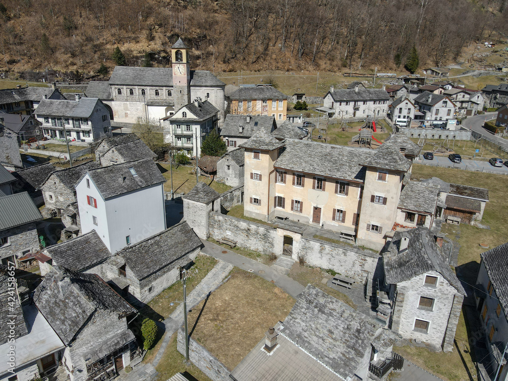 Fototapeta premium The village of Brione on Verzasca valley in Switzerland