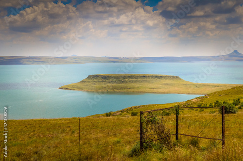 Panoramic Sterkfontein Dam and nature reserve in Drakensberg area photo