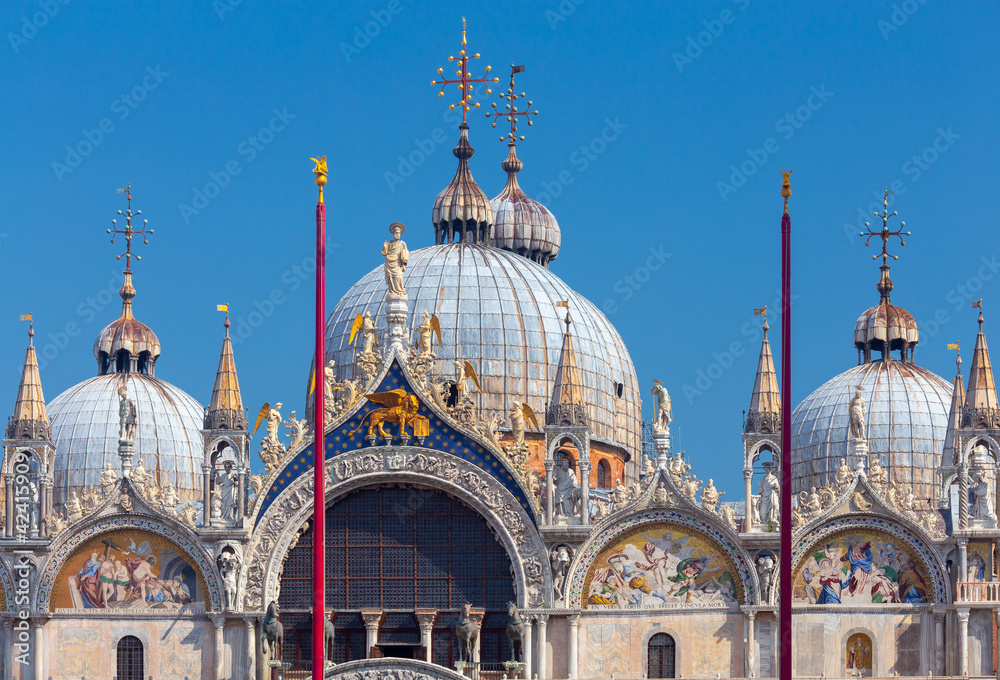 Venice. Domes of St. Mark's Cathedral at sunrise.