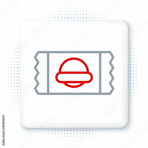 Line Sports nutrition bodybuilding proteine power drink and food icon isolated on white background. Colorful outline concept. Vector