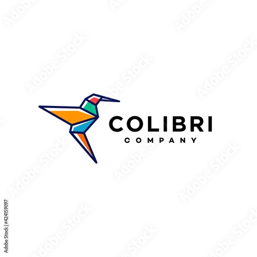 hummingbird colibri bird logo vector icon illustration in trendy colorful geometric style photo