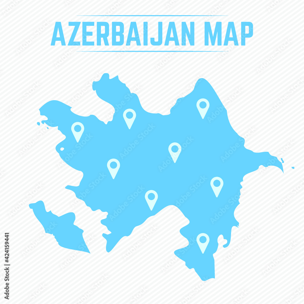 Obraz premium Azerbaijan Simple Map With Map Icons
