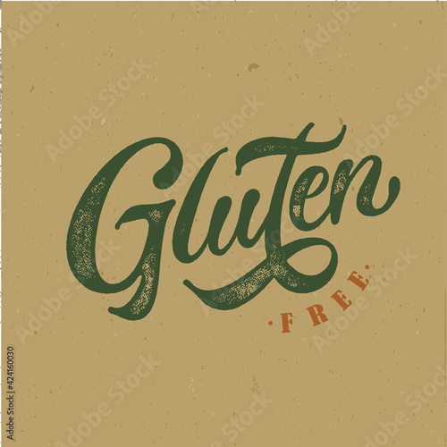 Gluten free typography vector design for health centers, organic and vegetarian stores, poster, logo. Gluten free vector text. Calligraphic handmade lettering. Vector illustration.