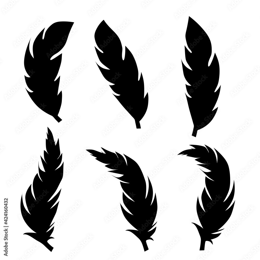 illustration of an old feather. Feather feather silhouette. Retro image of letter with feather icon. illustration of an old feather. Feather feather silhouette. Retro image of letter with feather icon.