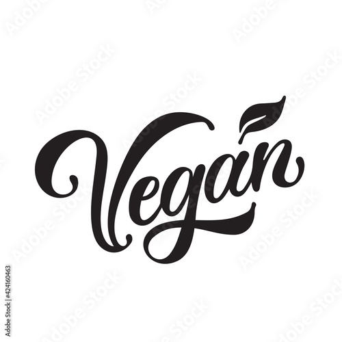 Vegan typography vector design for health centers  organic and vegetarian stores  poster  logo. Vegan vector text. Calligraphic handmade lettering. Vector illustration.