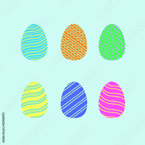 Easter eggs icons. Vector illustration. Easter eggs with different texture