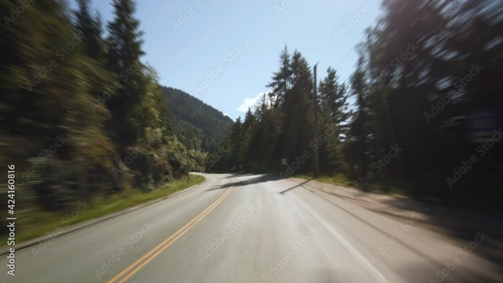 Hyperlapse Shot of Summer Driving Towards Kamloops, British Columbia Hyperlapse Shot of Summer Driving Towards Kamloops, British Columbia