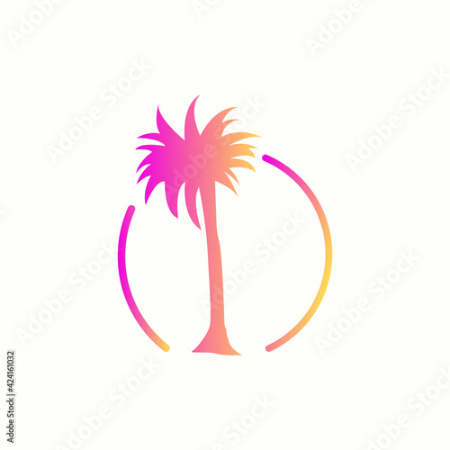 logo coconut tree with letter i vector design	