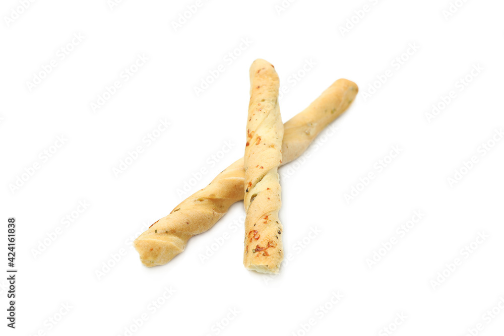 Tasty grissini breadsticks isolated on white background Tasty grissini breadsticks isolated on white background