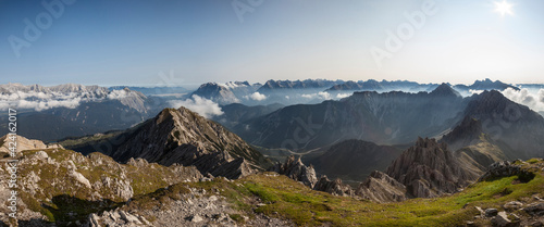 Panorama view Erlspitze mountain and Freiungen in Tyrol, Austria