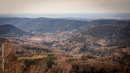 Vosges mountains landscape in Grandfontaine in France on march 30th 2021