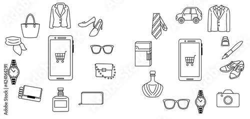 Men's and Woman's lifestyle online shopping set