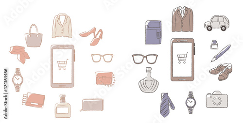 Men's and Woman's lifestyle online shopping set