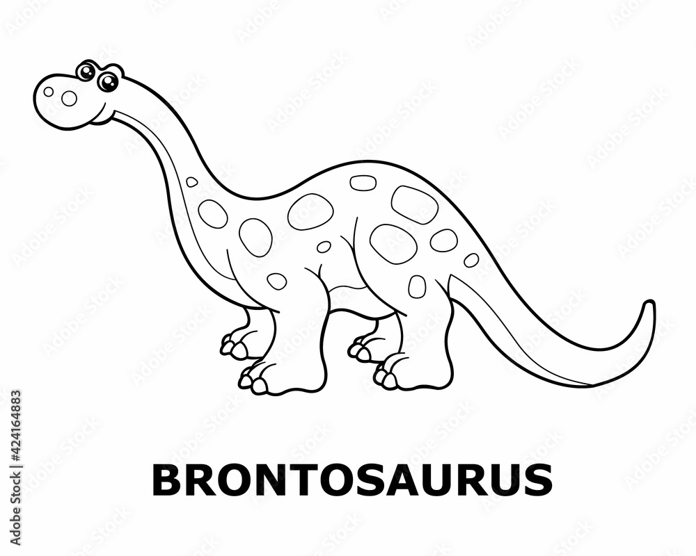 Vector illustration of cartoon dinosaur - Coloring book. Isolated cute outline brontosaurus on the white background.