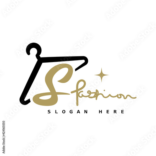 illustration of minimalist botique logo design . the elegant hanger icon