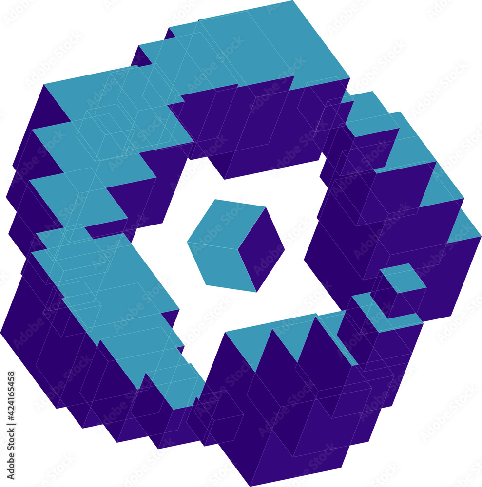 Logo or icon abstract for blockchain industry, 3d vector illustration Logo or icon abstract for blockchain industry, 3d vector illustration